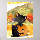 黒猫のウォールアートポスター「ママと私」 ポスター (正面)