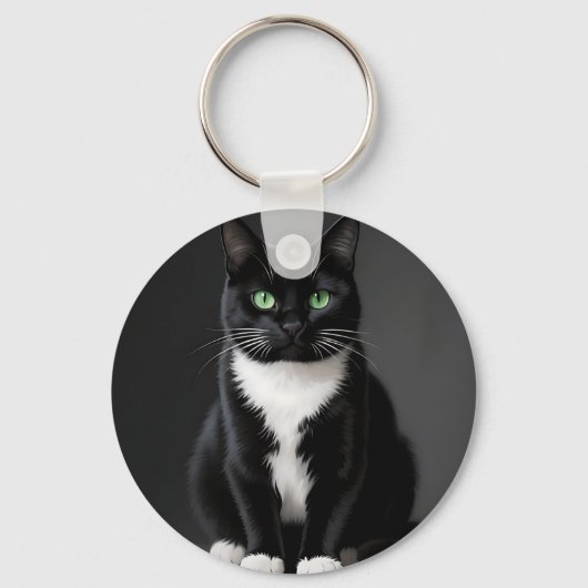 黒猫のエメラルドアイ キーホルダー (正面)