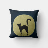 黒猫のエレガントシルエットと月 クッション (正面)