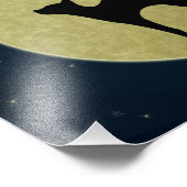 黒猫のエレガントシルエットと月 フォトプリント (角)