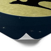 黒猫のエレガントシルエットと月 ポスター (角)