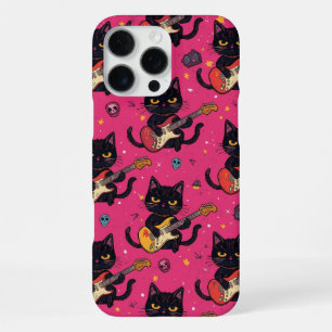黒猫のエレキギター奏者 ロックバンドギフト iPhone 16 PRO MAXケース