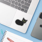 黒猫のカスタムカットのビニール シール (ノートパソコンとiPhone)