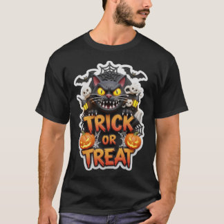 黒猫のカボチャパンプキンのハロウィン3Dグラフィック Tシャツ
