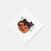 黒猫のカボチャ顔ハロウィーンの衣装不気味 スタンダードカクテルナプキン (角)