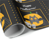 黒猫のカボチャ骷髏子供ハロウィン ラッピングペーパー (ロールコーナー)