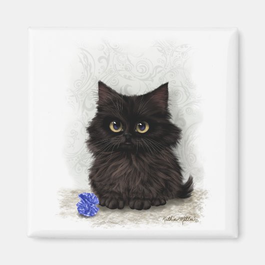 黒猫のキャラクター マグネット (正面)