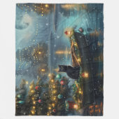 黒猫のクリスマスお祭り航海 フリースブランケット (正面)