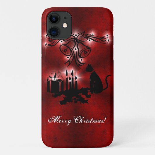 黒猫のクリスマスアートデコ Case-Mate iPhoneケース (裏面)
