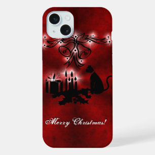 黒猫のクリスマスアートデコ iPhone 15 PLUSケース