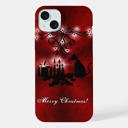 黒猫のクリスマスアートデコ iPhoneケース (裏面)