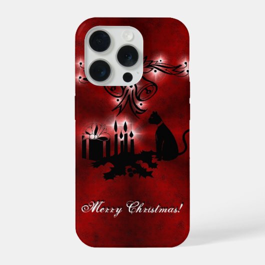 黒猫のクリスマスアートデコ iPhoneケース (裏面)