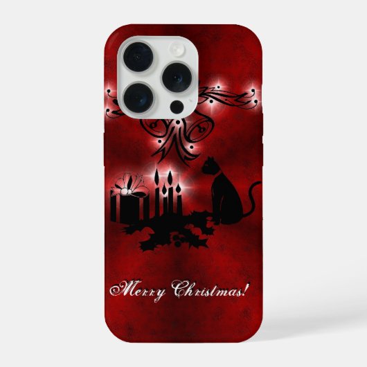 黒猫のクリスマスアートデコ iPhoneケース (裏面)