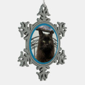 黒猫のクリスマスオーナメント スノーフレークピューターオーナメント (左)