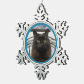 黒猫のクリスマスオーナメント スノーフレークピューターオーナメント (右)