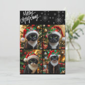 黒猫のクリスマスコラージュ メリーにゃんクリスマス シーズンカード (スタンド正面)