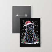黒猫のクリスマスサンタ帽子 楽しい猫たち  缶バッジ (正面/裏面)