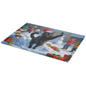 黒猫のクリスマススノーシーン カッティングボード (角)