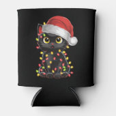 黒猫のクリスマスツリーのライト 冗談めいたサンタの子猫 缶クーラー (正面)