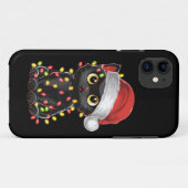 黒猫のクリスマスツリーのライト 冗談めいたサンタの子猫 Case-Mate iPhoneケース (裏面(横))