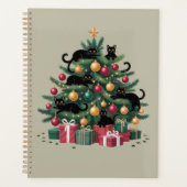黒猫のクリスマスツリー 猫好き クリスマスイルミネーション プランナー手帳 (正面)