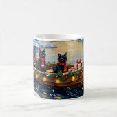 黒猫のクリスマスボート ホリデー コーヒーマグカップ (中央)
