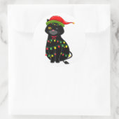 黒猫のクリスマスライト ラウンドシール (バッグ)