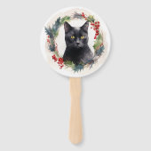 黒猫のクリスマスリース フェスティブな子猫 ハンドファン (裏面)