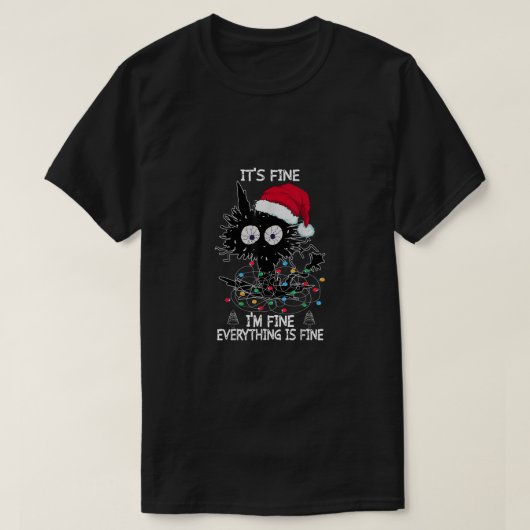 黒猫のクリスマス素晴らし私は全素晴らし体 Tシャツ (デザイン正面)