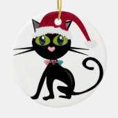黒猫のクリスマス装飾品 セラミックオーナメント (正面)