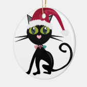 黒猫のクリスマス装飾品 セラミックオーナメント (左)