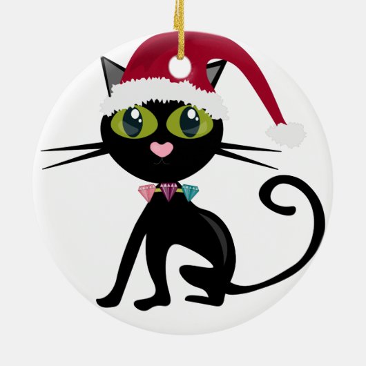 黒猫のクリスマス装飾品 セラミックオーナメント (裏面)