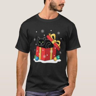 黒猫のクリスマス かわいい ホリデー スノー にゃんこ クリスマス Tシャツ