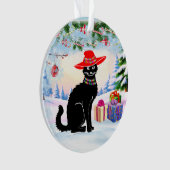 黒猫のクリスマス オーナメント (正面)