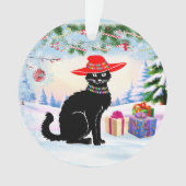 黒猫のクリスマス オーナメント (正面)