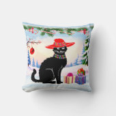 黒猫のクリスマス クッション (正面)