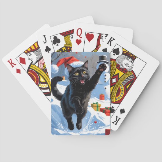 黒猫のクリスマス スノーシーン トランプ (裏面)