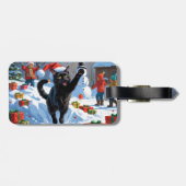 黒猫のクリスマス スノーシーン ラゲッジタグ (裏面横)