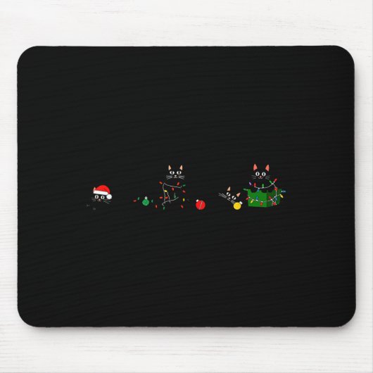 黒猫のクリスマス ライト トナカイ サンタ クリスマス マウスパッド (正面)