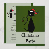 黒猫のクリスマス 招待状 (正面/裏面)