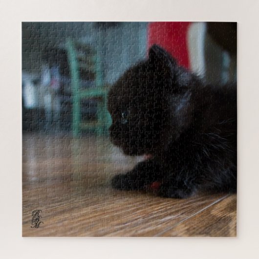 黒猫のクローズアップ ジグソーパズル (縦)