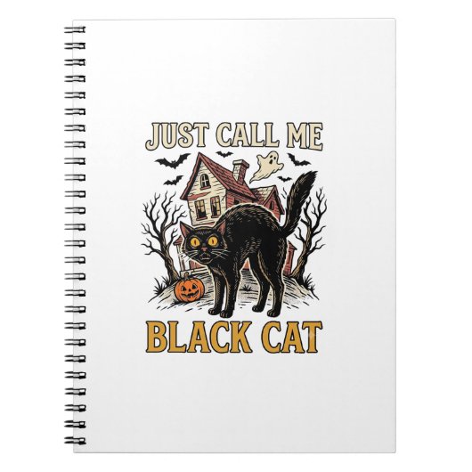 黒猫のコスチューム お化け屋敷 楽しいハロウィン Sh ノートブック (正面)