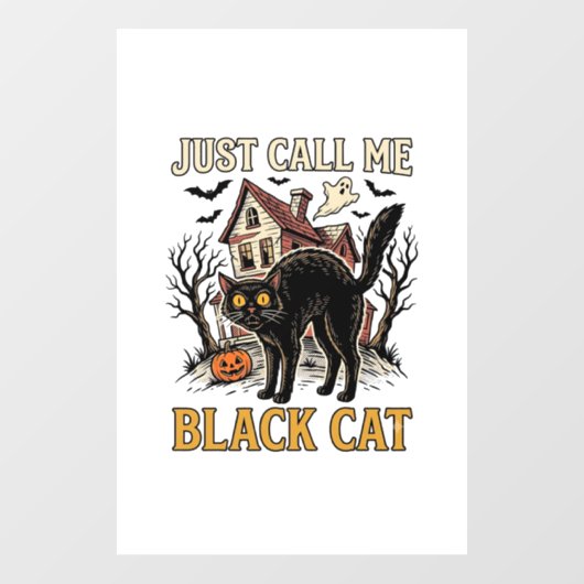 黒猫のコスチューム 幽霊屋敷 楽しいハロウィン Sh ウィンドウサイン (シート)