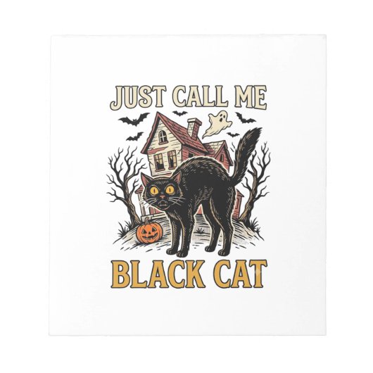 黒猫のコスチューム 幽霊屋敷 楽しいハロウィン Sh ノートパッド (正面)