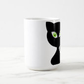 黒猫のコップのコーヒーのデザインの緑の瞳 マグカップ (中央)
