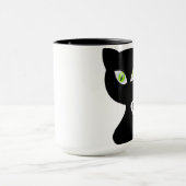 黒猫のコップのコーヒーのデザインの緑の瞳 マグカップ (中央)