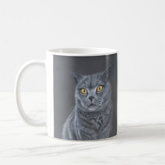 黒猫のコーヒーまたはティーマグ コーヒーマグカップ (左)