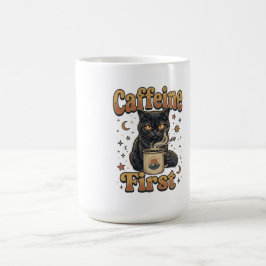 黒猫のコーヒーモーニングデザイン コーヒーマグカップ