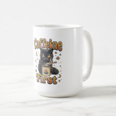 黒猫のコーヒーモーニングデザイン コーヒーマグカップ (正面右)