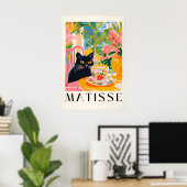 黒猫のコーヒー喫茶 マティス風ユーモアマット ポスター (ホームオフィス)